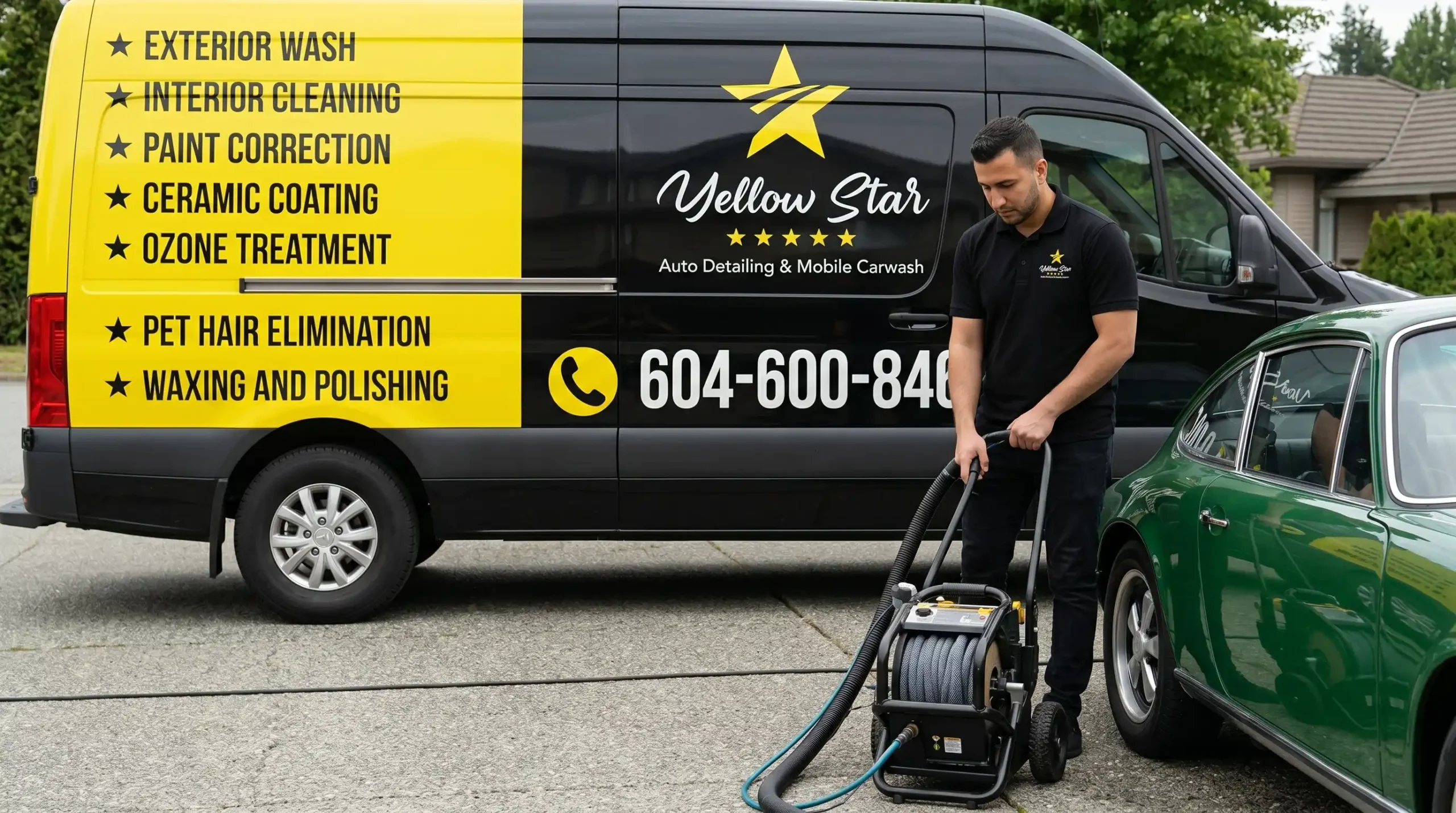 Yellow Star mobile car wash at work