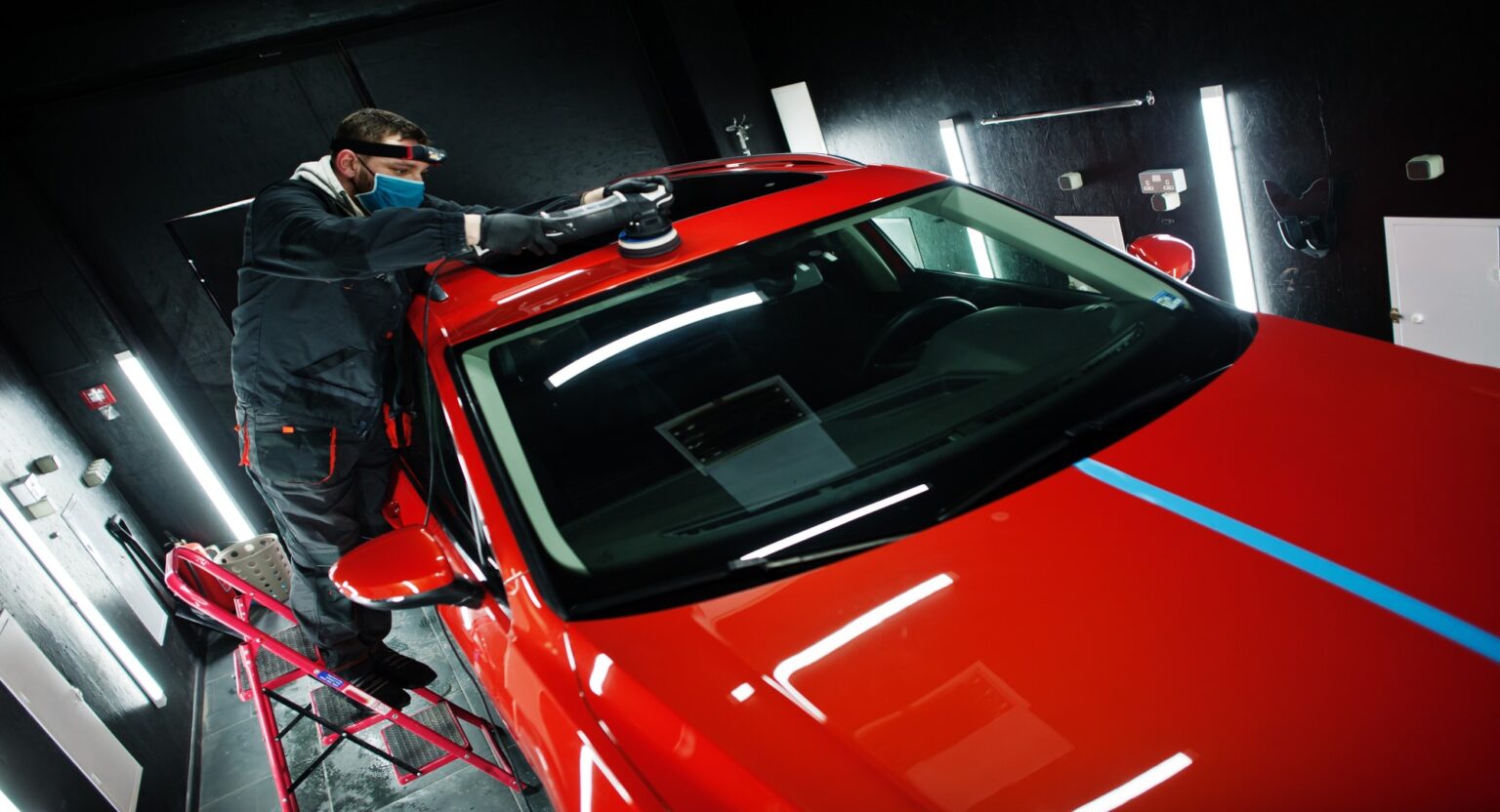 hot red car waxing
